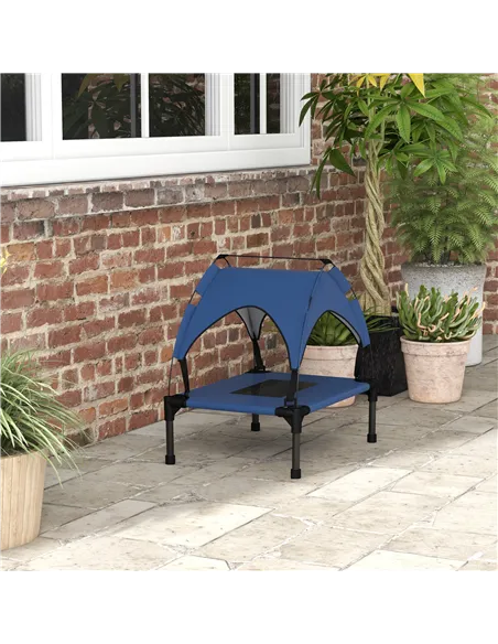 PawHut Cooling Raised Pet Bed w/ Washable Breathable Mesh, for Mini Small Dogs, 61 x 46 x 63cm - Dark Blue