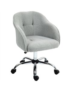 HOMCOM Teddy Fleece Swivel Office Chair - Grey