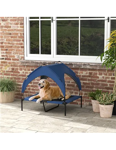 PawHut Cooling Raised Pet Bed w/ Washable Breathable Mesh, for Medium, Large Dogs, 91 x 76 x 89cm - Dark Blue