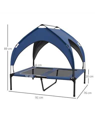 PawHut Cooling Raised Pet Bed w/ Washable Breathable Mesh, for Medium, Large Dogs, 91 x 76 x 89cm - Dark Blue