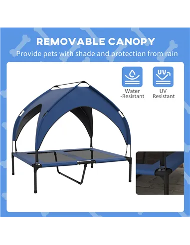 PawHut Cooling Raised Pet Bed w/ Washable Breathable Mesh, for Medium, Large Dogs, 91 x 76 x 89cm - Dark Blue