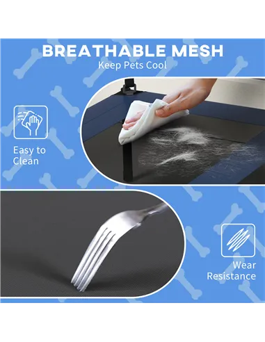 PawHut Cooling Raised Pet Bed w/ Washable Breathable Mesh, for Medium, Large Dogs, 91 x 76 x 89cm - Dark Blue