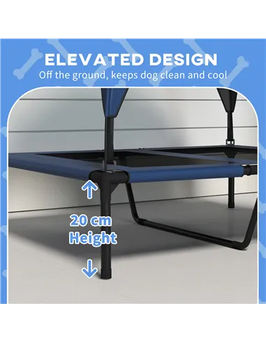 PawHut Cooling Raised Pet Bed w/ Washable Breathable Mesh, for Medium, Large Dogs, 91 x 76 x 89cm - Dark Blue