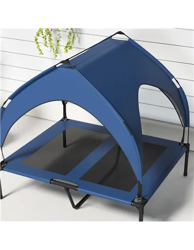 PawHut Cooling Raised Pet Bed w/ Washable Breathable Mesh, for Medium, Large Dogs, 91 x 76 x 89cm - Dark Blue