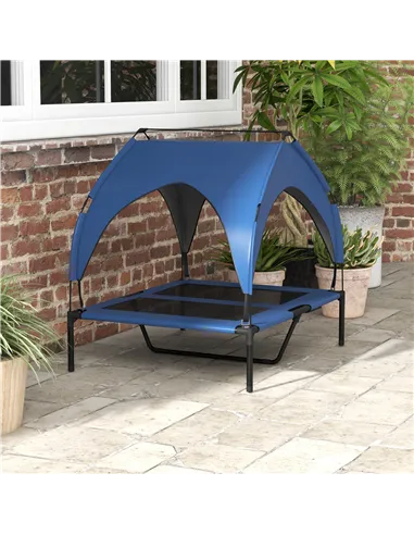 PawHut Cooling Raised Pet Bed w/ Washable Breathable Mesh, for Medium, Large Dogs, 91 x 76 x 89cm - Dark Blue