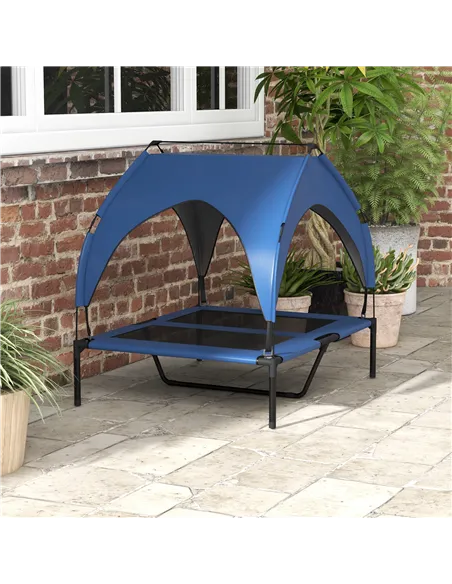 PawHut Cooling Raised Pet Bed w/ Washable Breathable Mesh, for Medium, Large Dogs, 91 x 76 x 89cm - Dark Blue
