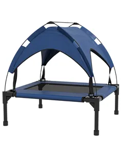 PawHut Cooling Raised Pet Bed w/ Washable Breathable Mesh, for Small Medium Dogs, 76 x 61 x 69.5cm - Dark Blue