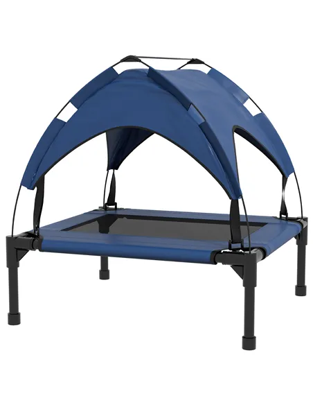 PawHut Cooling Raised Pet Bed w/ Washable Breathable Mesh, for Small Medium Dogs, 76 x 61 x 69.5cm - Dark Blue