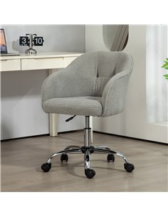 HOMCOM Teddy Fleece Swivel Office Chair - Grey 2