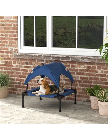 PawHut Cooling Raised Pet Bed w/ Washable Breathable Mesh, for Small Medium Dogs, 76 x 61 x 69.5cm - Dark Blue