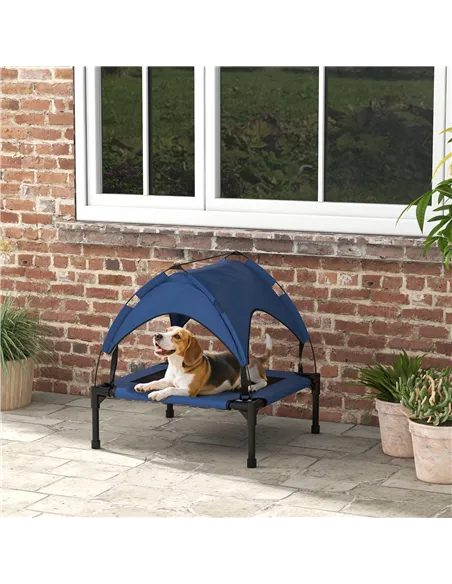 PawHut Cooling Raised Pet Bed w/ Washable Breathable Mesh, for Small Medium Dogs, 76 x 61 x 69.5cm - Dark Blue