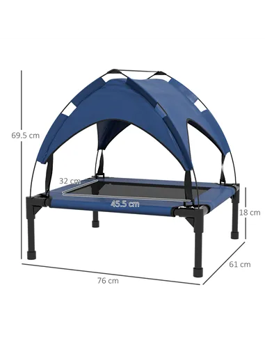 PawHut Cooling Raised Pet Bed w/ Washable Breathable Mesh, for Small Medium Dogs, 76 x 61 x 69.5cm - Dark Blue