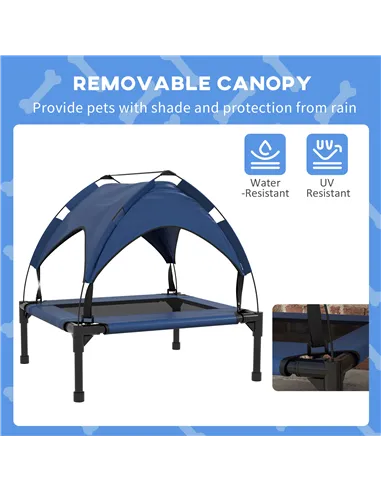 PawHut Cooling Raised Pet Bed w/ Washable Breathable Mesh, for Small Medium Dogs, 76 x 61 x 69.5cm - Dark Blue