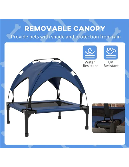 PawHut Cooling Raised Pet Bed w/ Washable Breathable Mesh, for Small Medium Dogs, 76 x 61 x 69.5cm - Dark Blue