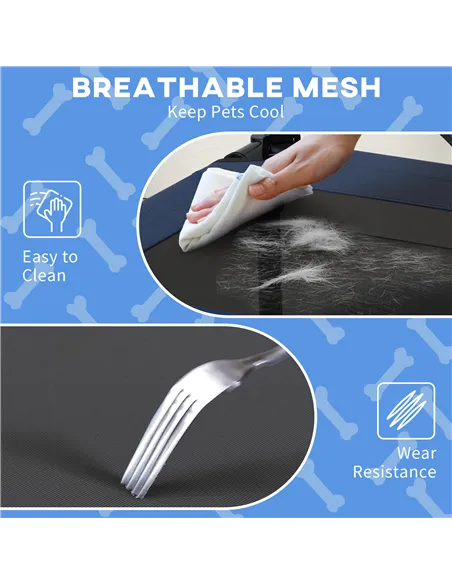 PawHut Cooling Raised Pet Bed w/ Washable Breathable Mesh, for Small Medium Dogs, 76 x 61 x 69.5cm - Dark Blue