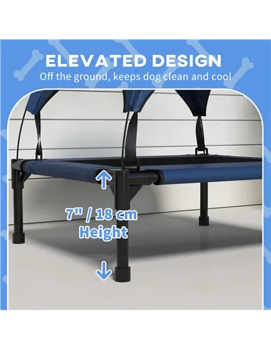 PawHut Cooling Raised Pet Bed w/ Washable Breathable Mesh, for Small Medium Dogs, 76 x 61 x 69.5cm - Dark Blue