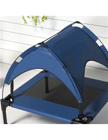 PawHut Cooling Raised Pet Bed w/ Washable Breathable Mesh, for Small Medium Dogs, 76 x 61 x 69.5cm - Dark Blue