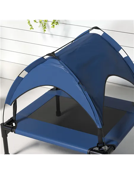 PawHut Cooling Raised Pet Bed w/ Washable Breathable Mesh, for Small Medium Dogs, 76 x 61 x 69.5cm - Dark Blue