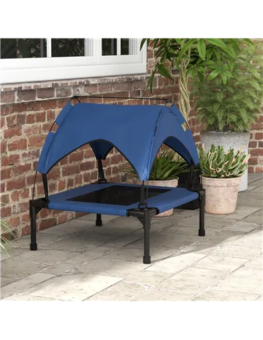 PawHut Cooling Raised Pet Bed w/ Washable Breathable Mesh, for Small Medium Dogs, 76 x 61 x 69.5cm - Dark Blue