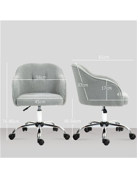 HOMCOM Teddy Fleece Swivel Office Chair - Grey