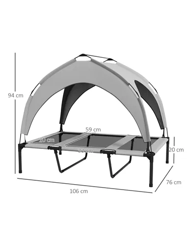PawHut Cooling Raised Pet Bed w/ Washable Breathable Mesh, for Large Dogs, 106 x 76 x 94cm - Light Grey