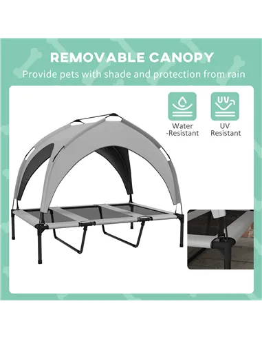 PawHut Cooling Raised Pet Bed w/ Washable Breathable Mesh, for Large Dogs, 106 x 76 x 94cm - Light Grey