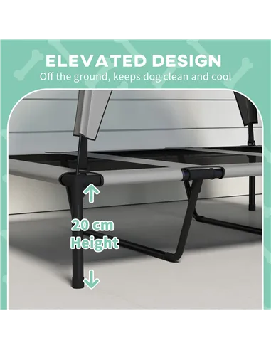 PawHut Cooling Raised Pet Bed w/ Washable Breathable Mesh, for Large Dogs, 106 x 76 x 94cm - Light Grey