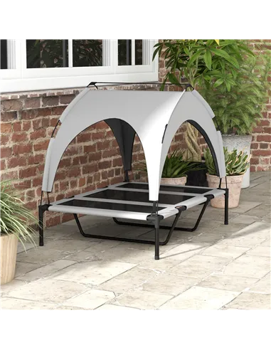 PawHut Cooling Raised Pet Bed w/ Washable Breathable Mesh, for Large Dogs, 106 x 76 x 94cm - Light Grey