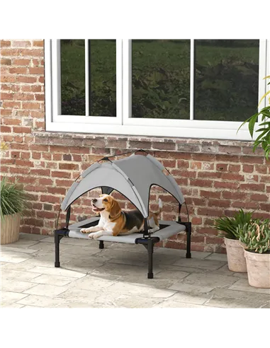 PawHut Cooling Raised Pet Bed w/ Washable Breathable Mesh, for Small Medium Dogs, 76 x 61 x 69.5cm - Light Grey