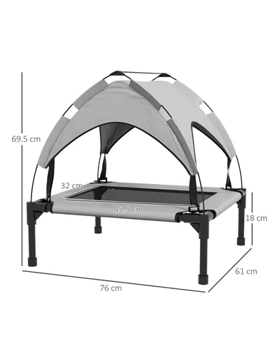 PawHut Cooling Raised Pet Bed w/ Washable Breathable Mesh, for Small Medium Dogs, 76 x 61 x 69.5cm - Light Grey