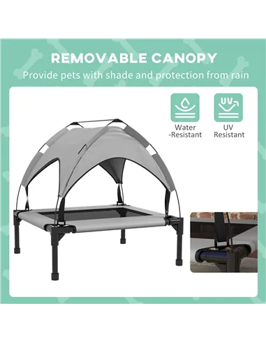 PawHut Cooling Raised Pet Bed w/ Washable Breathable Mesh, for Small Medium Dogs, 76 x 61 x 69.5cm - Light Grey