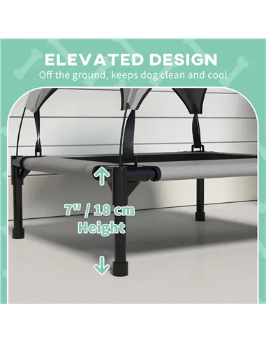 PawHut Cooling Raised Pet Bed w/ Washable Breathable Mesh, for Small Medium Dogs, 76 x 61 x 69.5cm - Light Grey