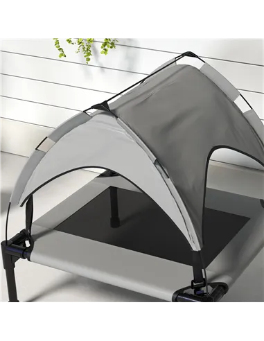 PawHut Cooling Raised Pet Bed w/ Washable Breathable Mesh, for Small Medium Dogs, 76 x 61 x 69.5cm - Light Grey