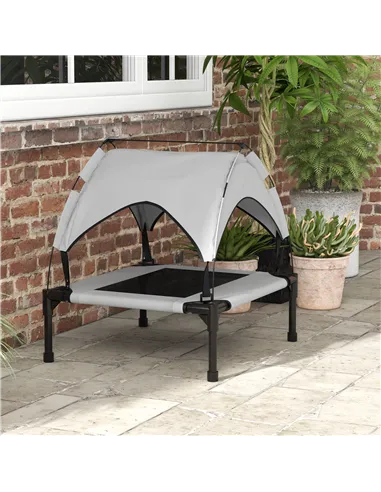 PawHut Cooling Raised Pet Bed w/ Washable Breathable Mesh, for Small Medium Dogs, 76 x 61 x 69.5cm - Light Grey