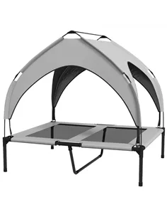 PawHut Cooling Raised Pet Bed w/ Washable Breathable Mesh, for Medium, Large Dogs, 91 x 76 x 89cm - Light Grey