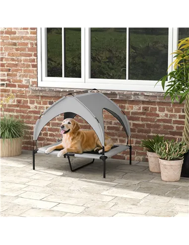 PawHut Cooling Raised Pet Bed w/ Washable Breathable Mesh, for Medium, Large Dogs, 91 x 76 x 89cm - Light Grey