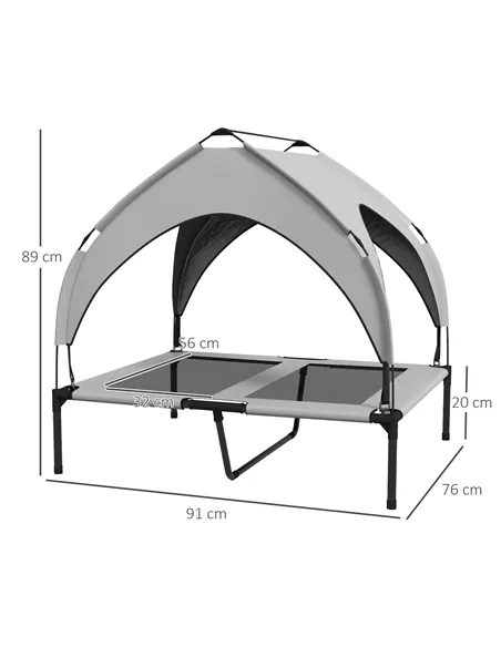 PawHut Cooling Raised Pet Bed w/ Washable Breathable Mesh, for Medium, Large Dogs, 91 x 76 x 89cm - Light Grey