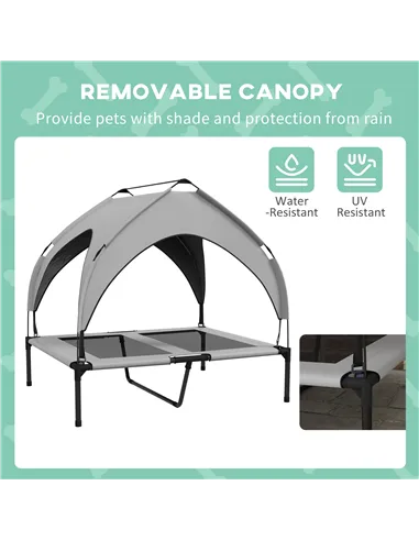 PawHut Cooling Raised Pet Bed w/ Washable Breathable Mesh, for Medium, Large Dogs, 91 x 76 x 89cm - Light Grey