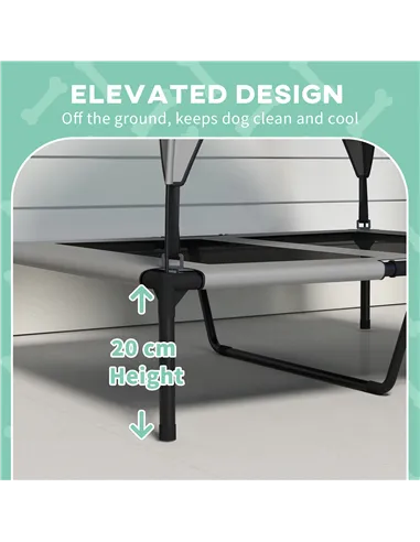 PawHut Cooling Raised Pet Bed w/ Washable Breathable Mesh, for Medium, Large Dogs, 91 x 76 x 89cm - Light Grey