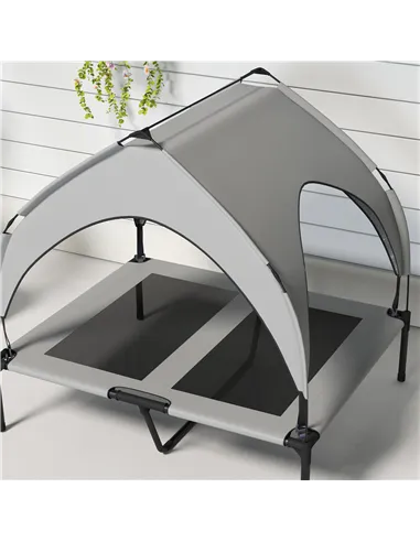 PawHut Cooling Raised Pet Bed w/ Washable Breathable Mesh, for Medium, Large Dogs, 91 x 76 x 89cm - Light Grey