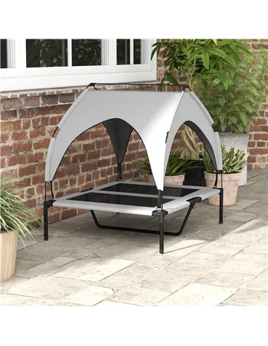 PawHut Cooling Raised Pet Bed w/ Washable Breathable Mesh, for Medium, Large Dogs, 91 x 76 x 89cm - Light Grey