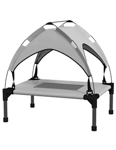PawHut Cooling Raised Pet Bed w/ Washable Breathable Mesh, for Mini Small Dogs, 61 x 46 x 63cm - Light Grey