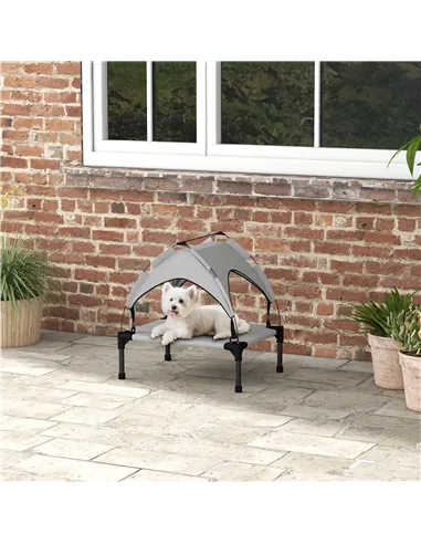 PawHut Cooling Raised Pet Bed w/ Washable Breathable Mesh, for Mini Small Dogs, 61 x 46 x 63cm - Light Grey