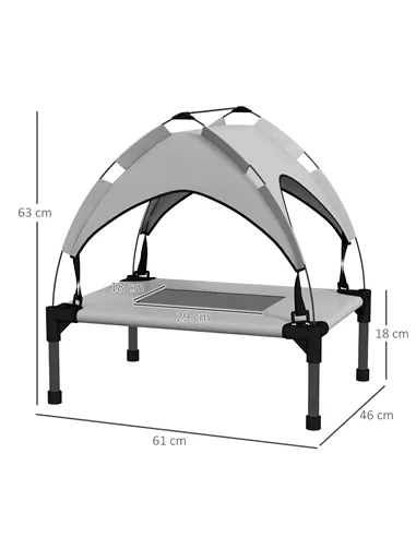 PawHut Cooling Raised Pet Bed w/ Washable Breathable Mesh, for Mini Small Dogs, 61 x 46 x 63cm - Light Grey