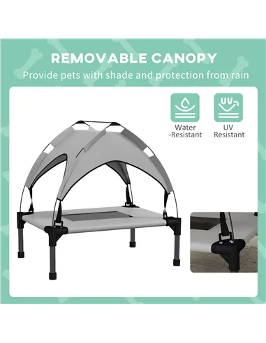 PawHut Cooling Raised Pet Bed w/ Washable Breathable Mesh, for Mini Small Dogs, 61 x 46 x 63cm - Light Grey