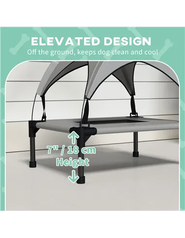 PawHut Cooling Raised Pet Bed w/ Washable Breathable Mesh, for Mini Small Dogs, 61 x 46 x 63cm - Light Grey