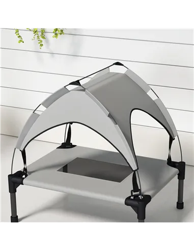 PawHut Cooling Raised Pet Bed w/ Washable Breathable Mesh, for Mini Small Dogs, 61 x 46 x 63cm - Light Grey