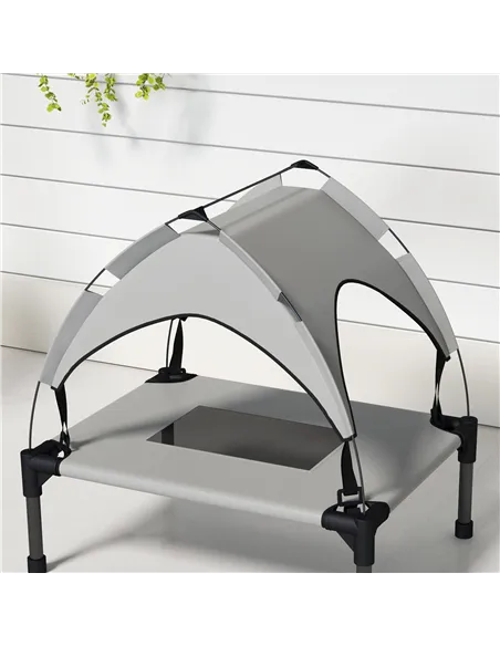 PawHut Cooling Raised Pet Bed w/ Washable Breathable Mesh, for Mini Small Dogs, 61 x 46 x 63cm - Light Grey