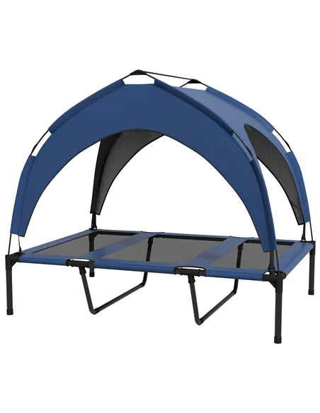 PawHut Cooling Raised Pet Bed w/ Washable Breathable Mesh, for Large Dogs, 106 x 76 x 94cm - Dark Blue