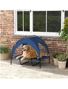 PawHut Cooling Raised Pet Bed w/ Washable Breathable Mesh, for Large Dogs, 106 x 76 x 94cm - Dark Blue 2